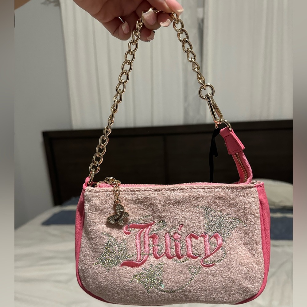 Juicy Couture Pink Shoulder Bag with Gold Chain